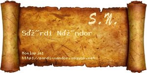 Sárdi Nándor névjegykártya
